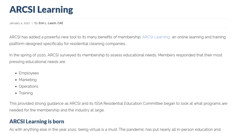 ARCSI Learning