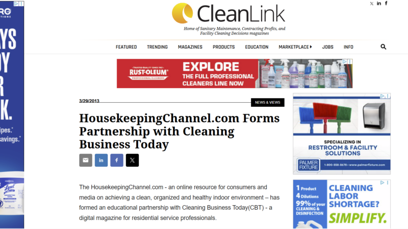 HousekeepingChannel.com Forms Partnership with Cleaning Business Today
